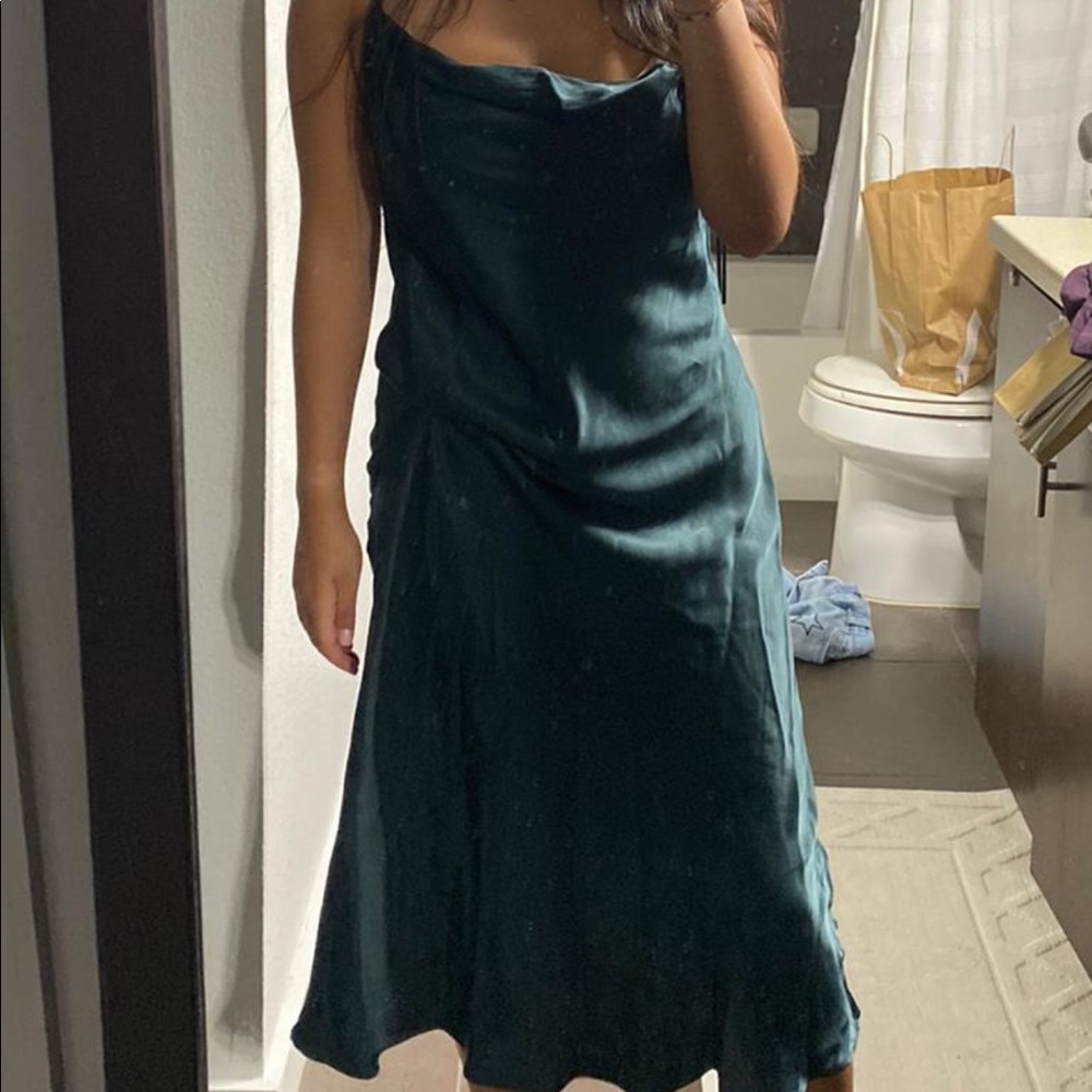 Green silk dress